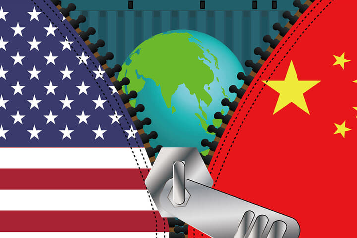 アメリカと中国の分断（イメージイラスト）