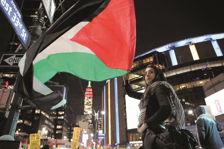 米ニューヨークでのパレスチナ支援デモ