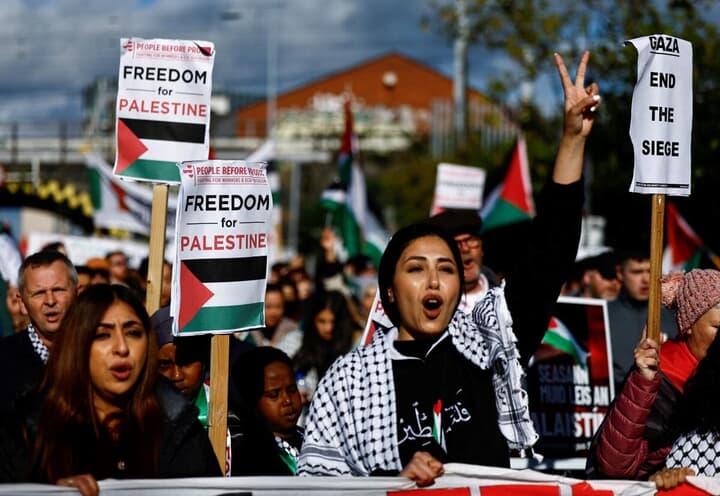 ダブリンでの親パレスチナ派のデモ
