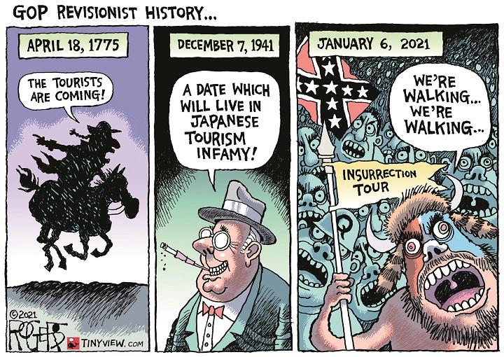 米共和党の歴史修正主義についての風刺画