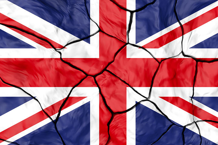分裂の危機が迫る英連合王国の国旗（ユニオンジャック）