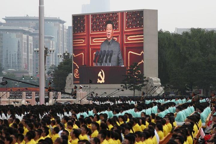 7月1日、北京の天安門広場で行われた中国共産党100年記念式典