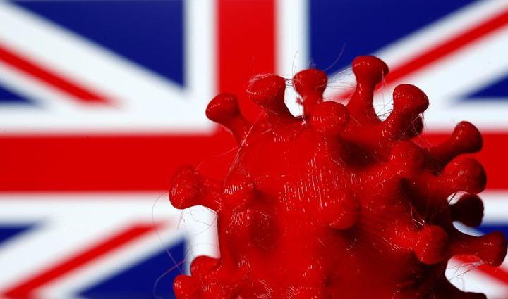 英国旗とコロナウイルスのイメージ