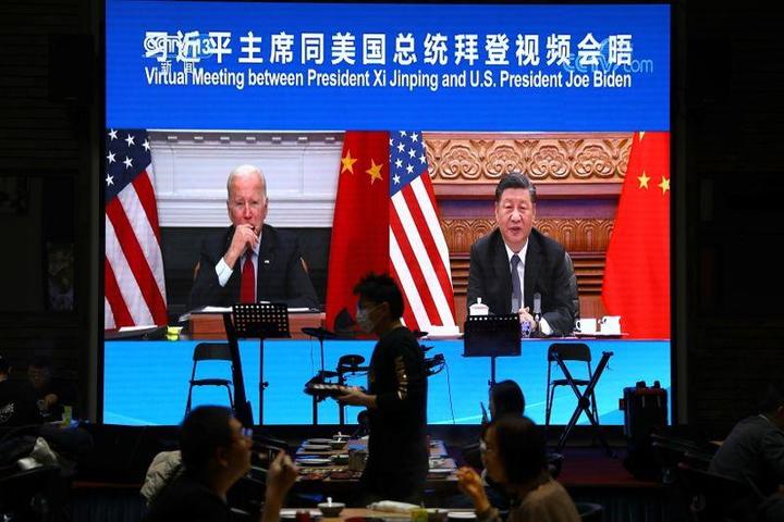 中国でテレビ中継された米中首脳のオンライン会談