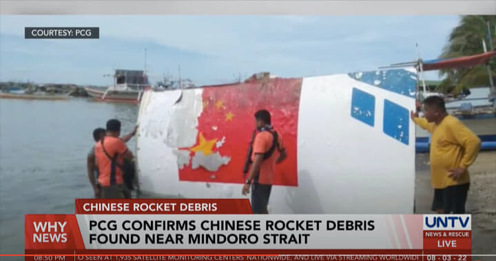 フィリピンの沿岸警備隊が回収した中国ロケット長征5号Bの残骸