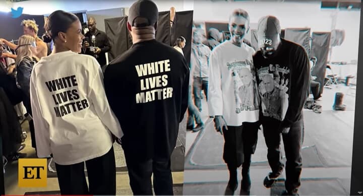 「ホワイト・ライブズ・マター」Tシャツを着用するウェストとキャンディス・オーウェンズ