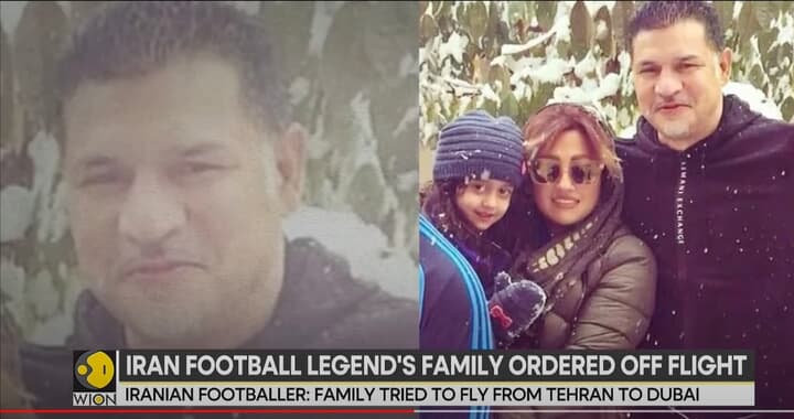 サッカー元イラン代表チームの主将のアリ・ダエイ氏と、その妻と娘