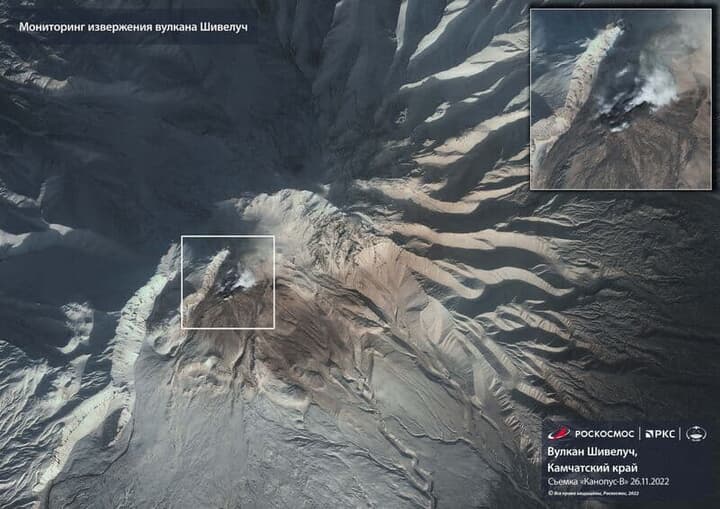 シベルチ火山の衛星写真