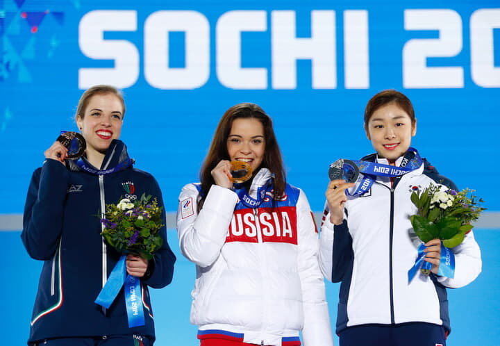 ソチ五輪の女子フィギュア表彰式
