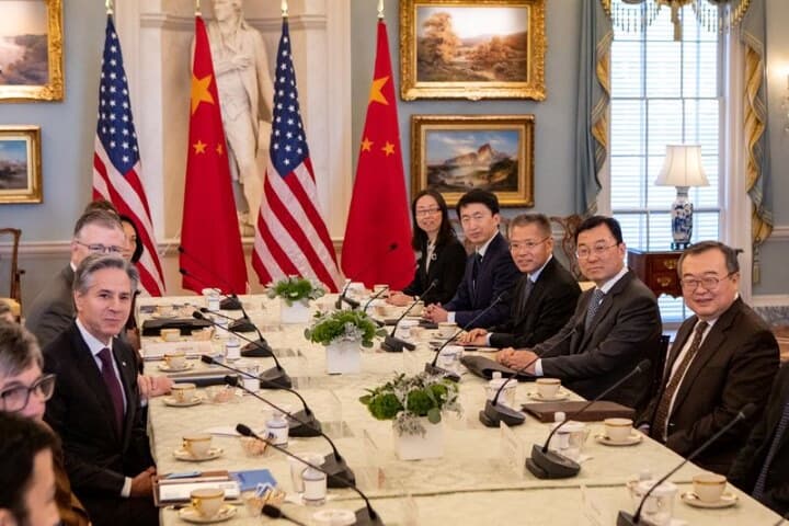ブリンケン米国務長官と中国共産党幹部の会談