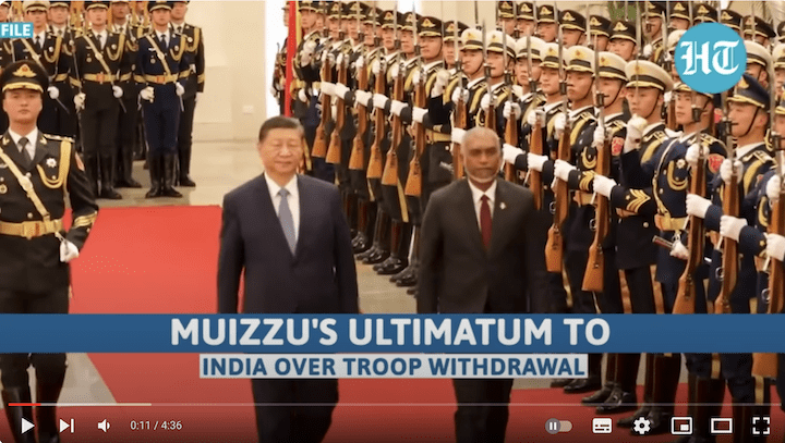 モルディブのムイズ大統領と中国の習近平国家主席