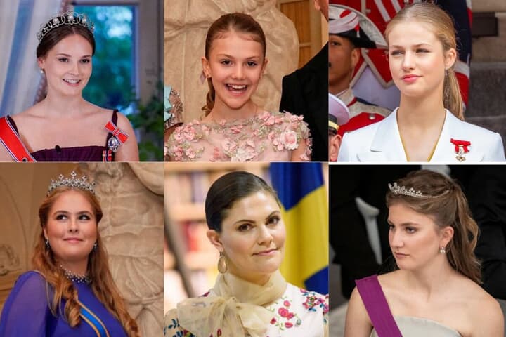 スウェーデンのヴィクトリア王太子と娘エステル王女、スペイン王室のレオノール王女、ベルギーのエリザベート王女、オランダのカタリナ＝アマリア王女、ノルウェーのイングリッド・アレクサンドラ王女